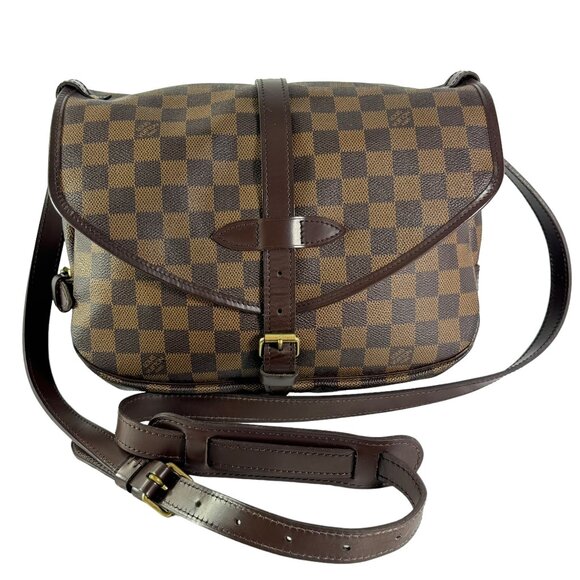 LOUIS VUITTON Brown Canvas Damier Ebene Saumur 30 Crossbody Messenger Bag N48081 - Picture 1 of 16